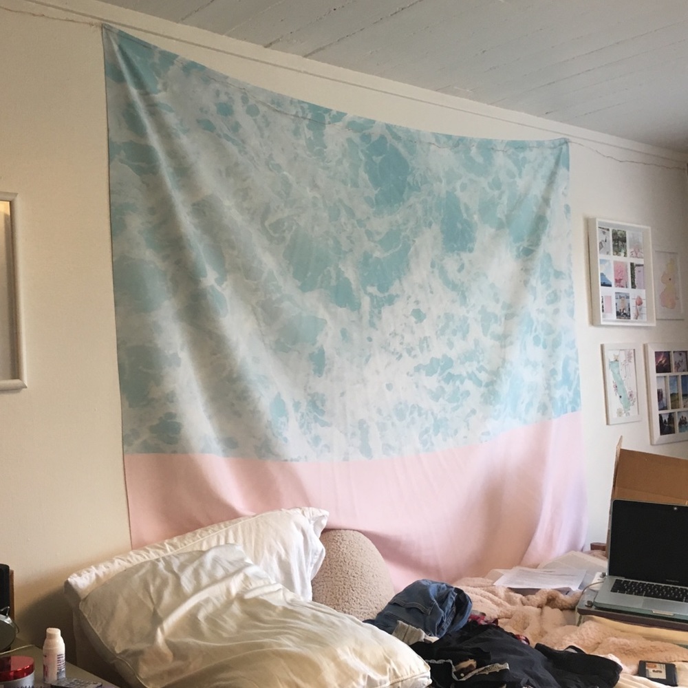 Ocean and pink tapestry